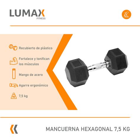 Mancuerna Hexagonal 7.5 Kg por Unidad - Fitness Crossfit-1