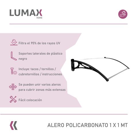 Alero Policarbonato 1,0 x 1,0 M Transparente-2