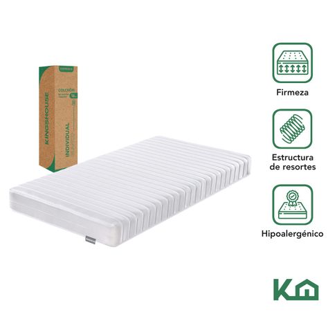 Colchon 1 Plaza Resortes Kingshouse 90X190X16cm-1