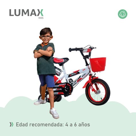 Bicicleta Infantil Lumax Aro 16 Rojo Con Rueditas-4