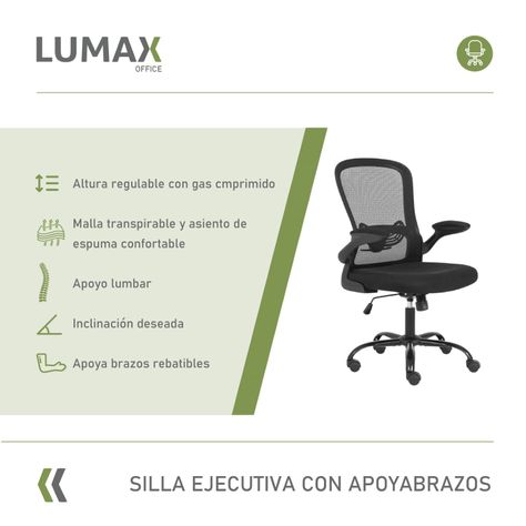 Silla De Oficina Con Reposabrazos Abatibles Weir Negra-1