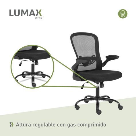 Silla De Oficina Con Reposabrazos Abatibles Weir Negra-4