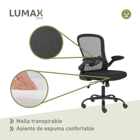 Silla De Oficina Con Reposabrazos Abatibles Weir Negra-5