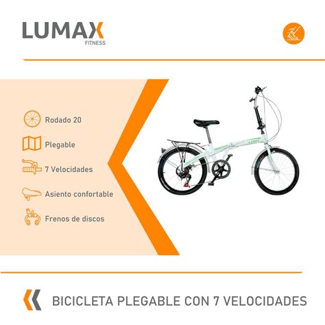 Bicicleta Plegable Lumax 7 Cambios Parrilla Trasera Blanca-1