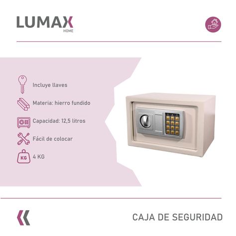 Caja Fuerte de Seguridad Con Clave y Llave Color Beige-1