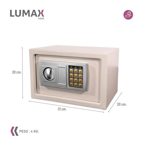 Caja Fuerte de Seguridad Con Clave y Llave Color Beige-2