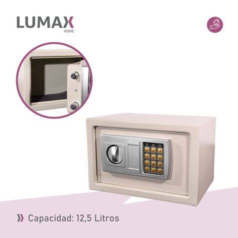 Caja Fuerte de Seguridad Con Clave y Llave Color Beige-6