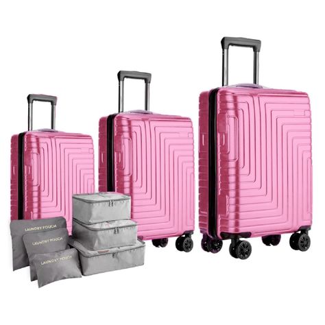 Maletas De Viaje Set De 3 Color Rosado Con Organizadores-0