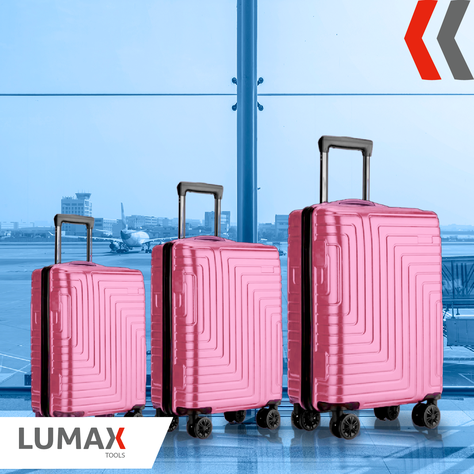 Maletas De Viaje Set De 3 Color Rosado Con Organizadores-1