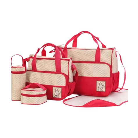 Bolso Maternal 5 Piezas Mudador Bebes Rojo-0