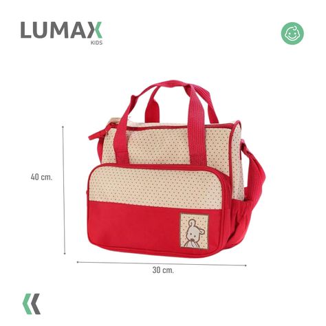 Bolso Maternal 5 Piezas Mudador Bebes Rojo-2