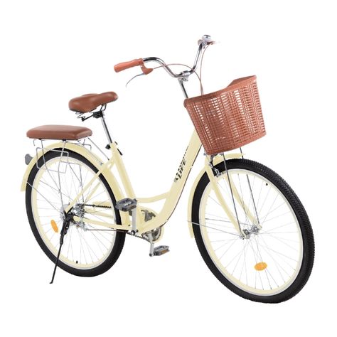 Bicicleta de Paseo Vintage Urbana Aro 26 para Mujer Beige-0
