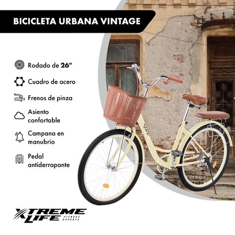 Bicicleta de Paseo Vintage Urbana Aro 26 para Mujer Beige-1