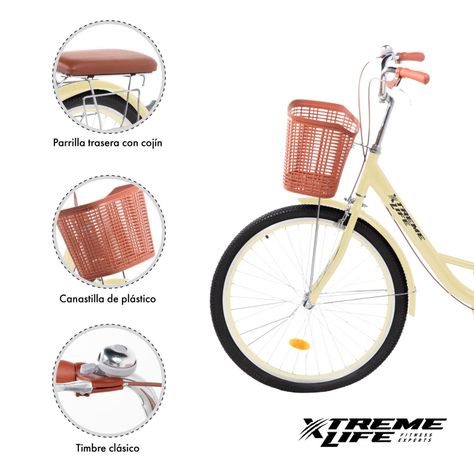 Bicicleta de Paseo Vintage Urbana Aro 26 para Mujer Beige-2