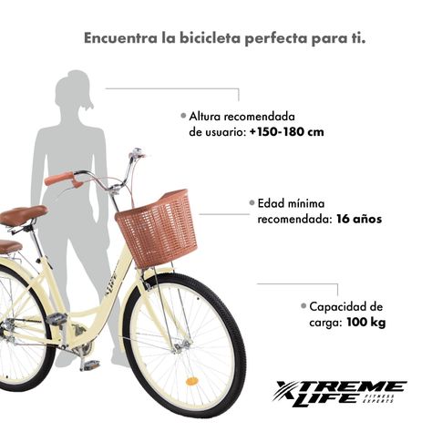 Bicicleta de Paseo Vintage Urbana Aro 26 para Mujer Beige-3