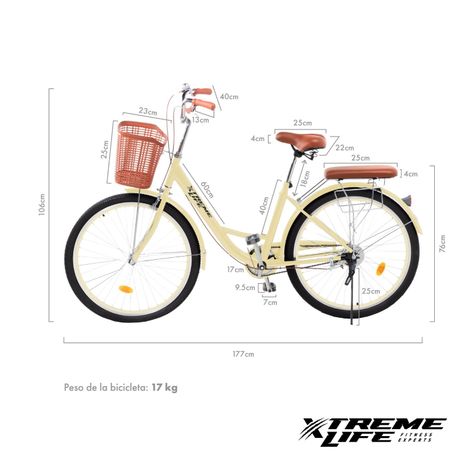 Bicicleta de Paseo Vintage Urbana Aro 26 para Mujer Beige-4
