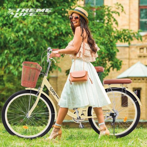 Bicicleta de Paseo Vintage Urbana Aro 26 para Mujer Beige-6