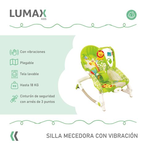 Silla Nido Mecedora Con Vibracion Jirafa Bebes Color Verde-1