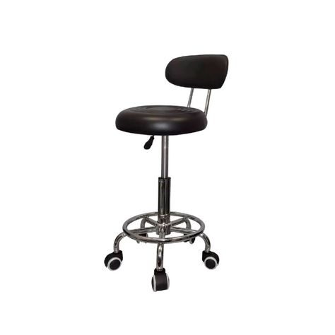 Silla Piso Bar Altura Regulable Respaldo y Ruedas-0
