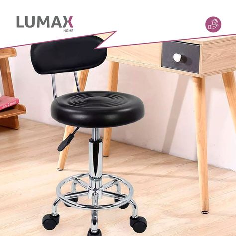 Silla Piso Bar Altura Regulable Respaldo y Ruedas-3