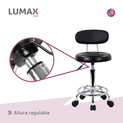 Silla Piso Bar Altura Regulable Respaldo y Ruedas-5