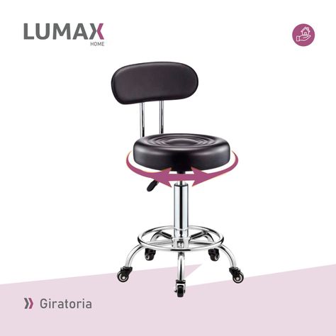 Silla Piso Bar Altura Regulable Respaldo y Ruedas-6