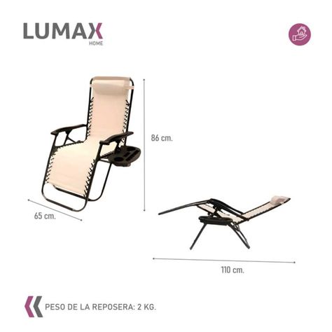 Silla Reposera Plegable Portatil Con Porta Bebidas Blanco-2