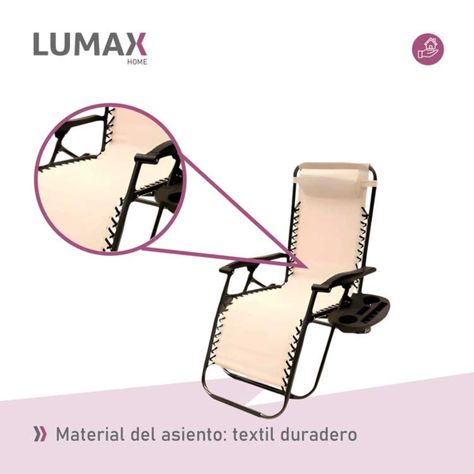 Silla Reposera Plegable Portatil Con Porta Bebidas Blanco-4