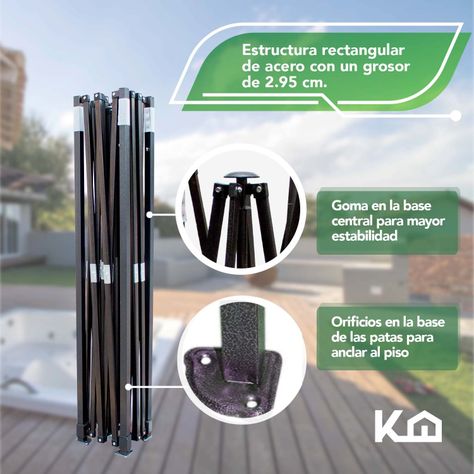 Gazebo Plegable Acero Pared Impermeable 3x3 con laterales-3