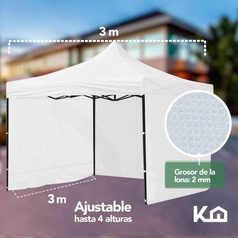 Gazebo Plegable Acero Pared Impermeable 3x3 con laterales-4