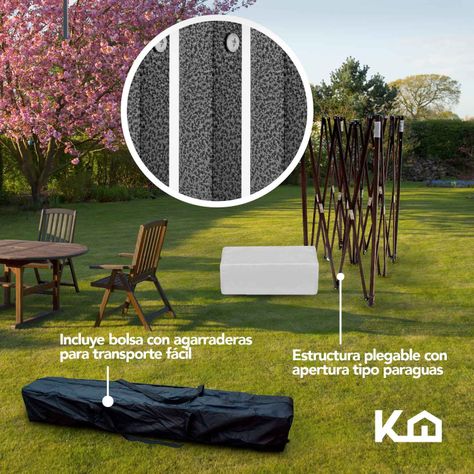 Gazebo Plegable Acero Pared Impermeable 3x3 con laterales-5