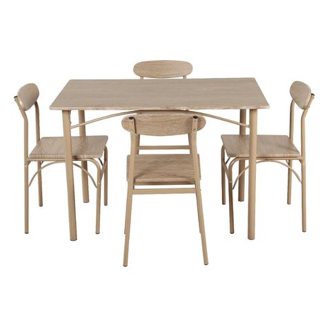 Juego Comedor Mesa + 4 Sillas Madera Champagne-0