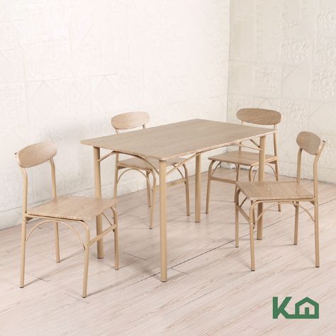 Juego Comedor Mesa + 4 Sillas Madera Champagne-6