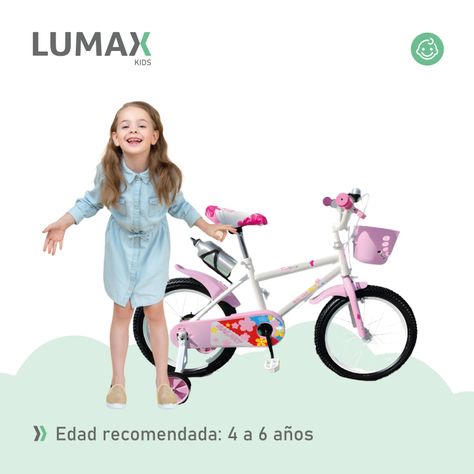 Bicicleta Infantil Lumax Aro 16 Rosado Con Rueditas-4