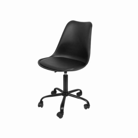 Silla De Oficina Eames Con Ruedas Minimalista Negra-0
