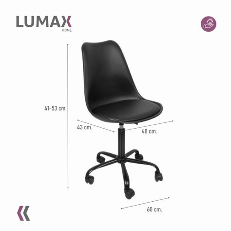 Silla De Oficina Eames Con Ruedas Minimalista Negra-2