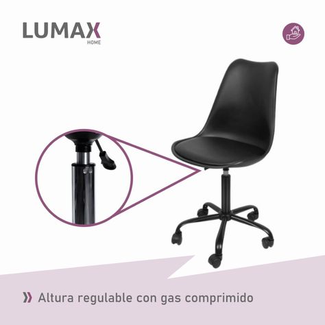 Silla De Oficina Eames Con Ruedas Minimalista Negra-4