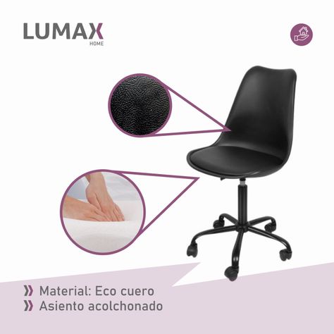 Silla De Oficina Eames Con Ruedas Minimalista Negra-6
