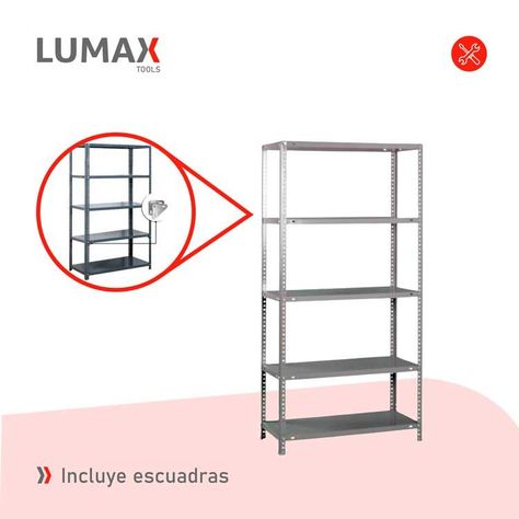 Exhibidor Repisa Metalica Armable Mecano 100x60x200cm 250Kg-9