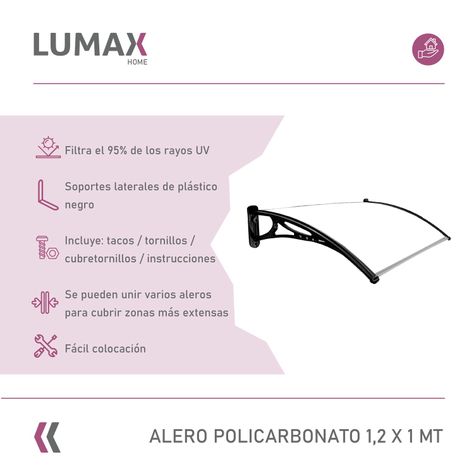 Alero Policarbonato 1,2 x 1,0 M Transparente-2
