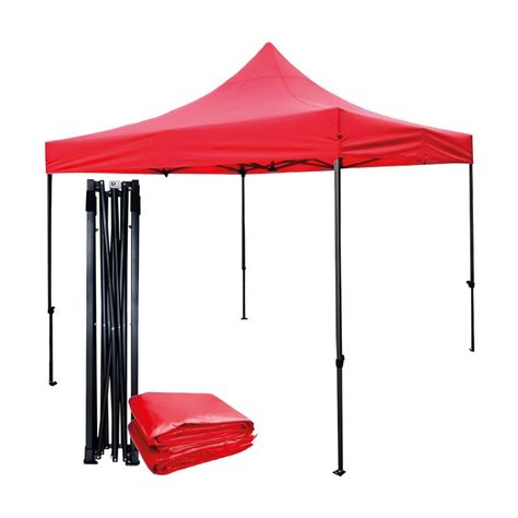 Toldo Plegable 3x3m Super Reforzado Con Lona Roja-0