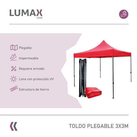 Toldo Plegable 3x3m Super Reforzado Con Lona Roja-1