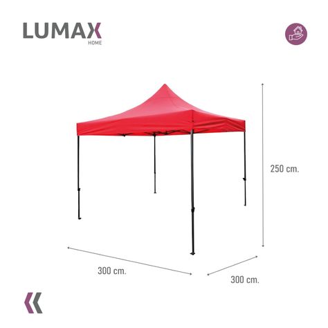 Toldo Plegable 3x3m Super Reforzado Con Lona Roja-2