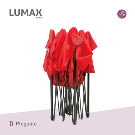 Toldo Plegable 3x3m Super Reforzado Con Lona Roja-4