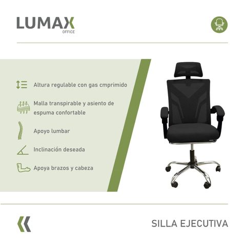 Silla Ejecutiva Escritorio Ergonomica Lumax Clyde Negra-1