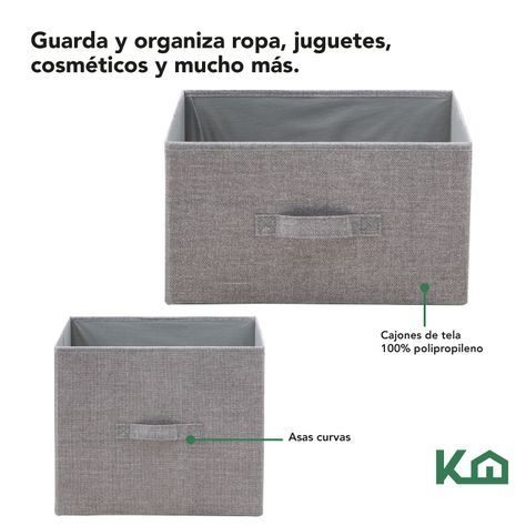 Cajonera Comoda 5 Cajones Organizador de Tela Cuadrado-2