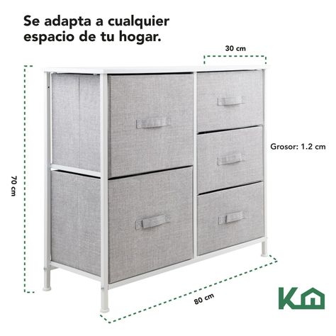 Cajonera Comoda 5 Cajones Organizador de Tela Cuadrado-4
