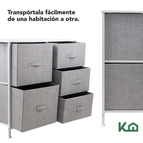 Cajonera Comoda 5 Cajones Organizador de Tela Cuadrado-6