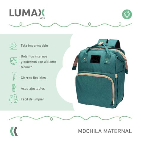 Bolso Mochila Maternal Fashion Alta Calidad Verde-1