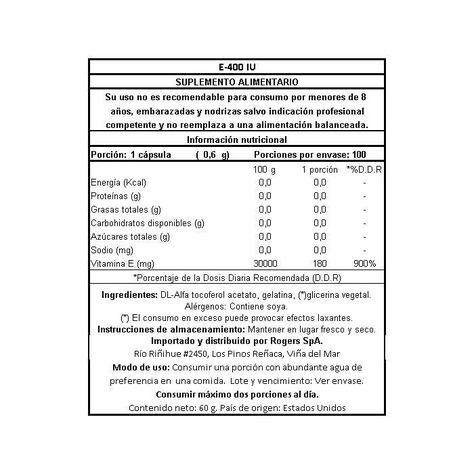 Vitamina E 400 IU - 100 Cápsulas Blandas-1